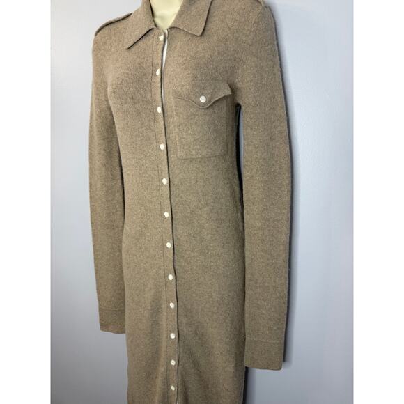 Rag & bone Ribbed Collar Button Down Sweater Midi Dress Beige Women's S - Picture 4 of 11